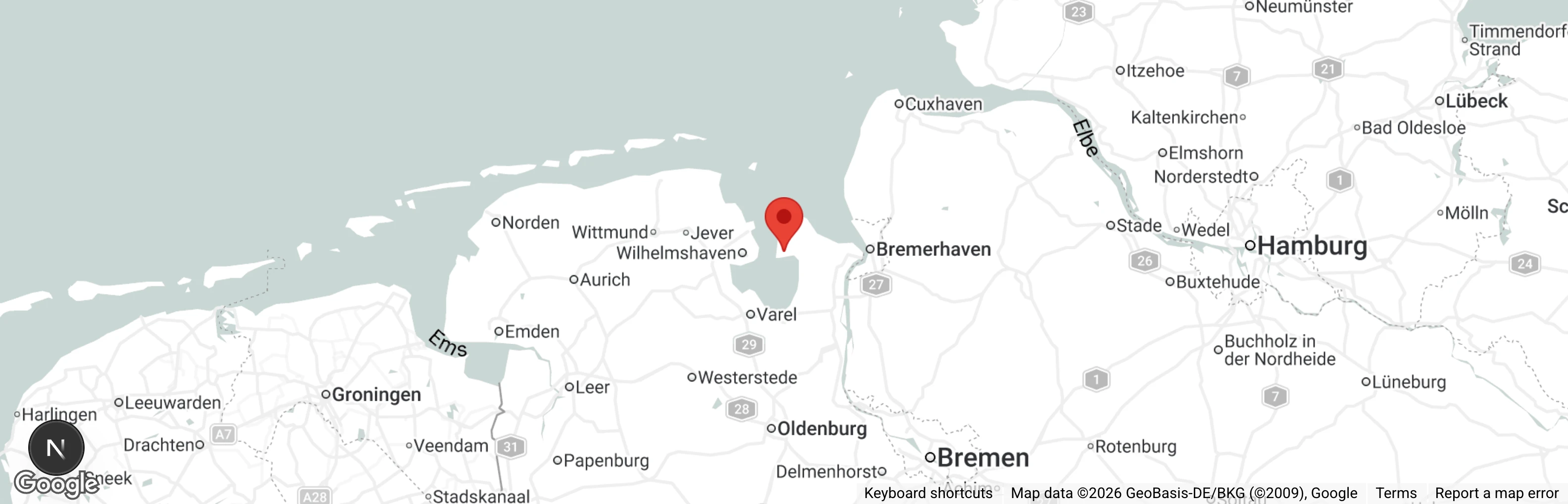 Map showing location of Katzenauffangstation Wesermarsch