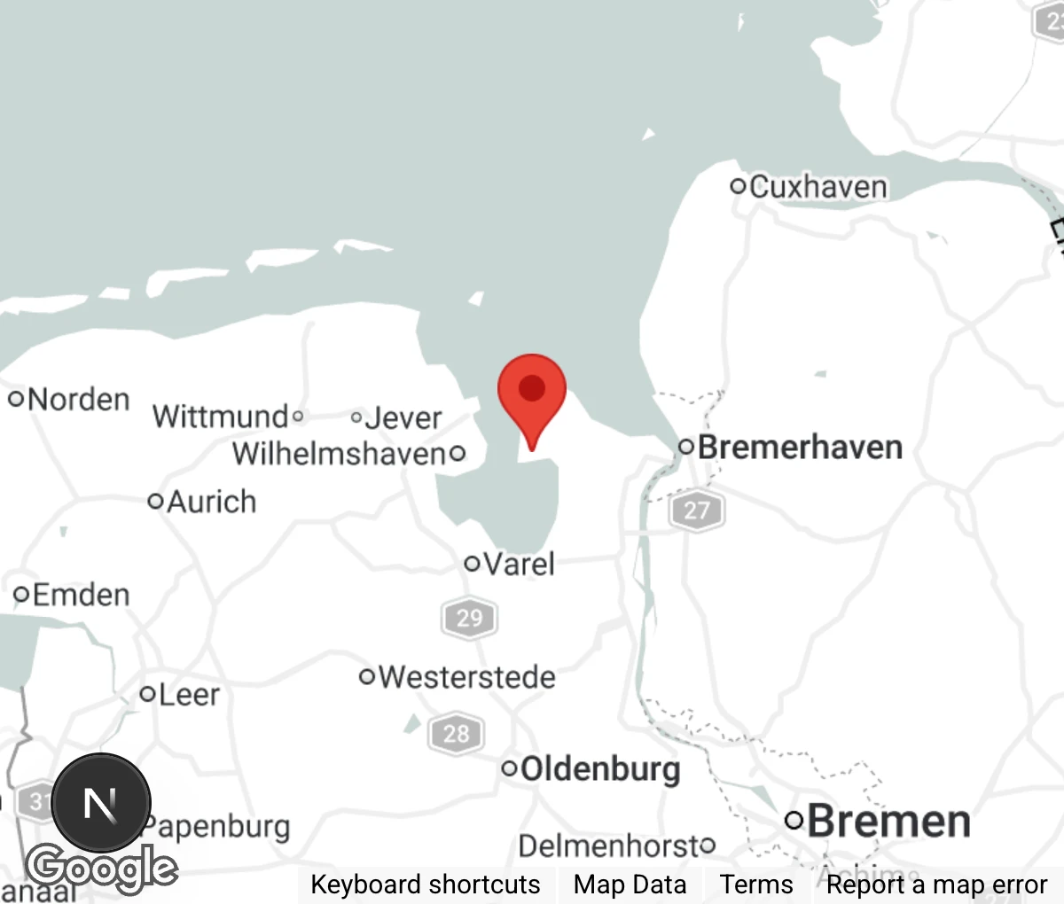 Map showing location of Katzenauffangstation Wesermarsch