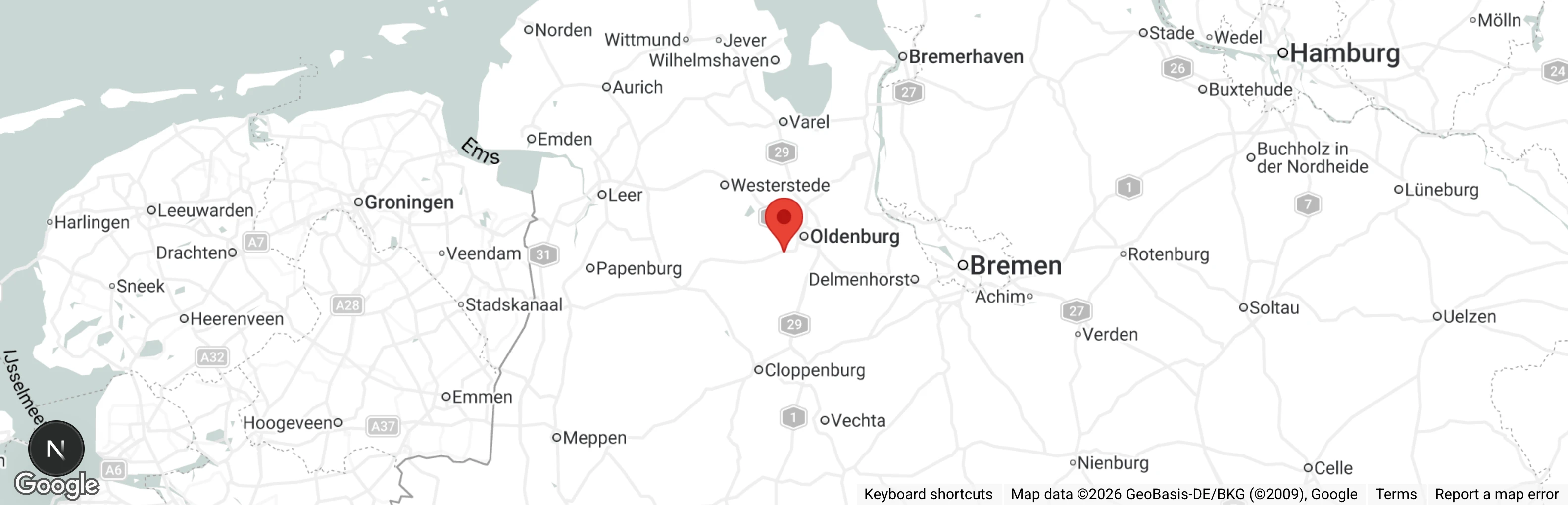 Map showing location of Tierheim Oldenburg gGmbH