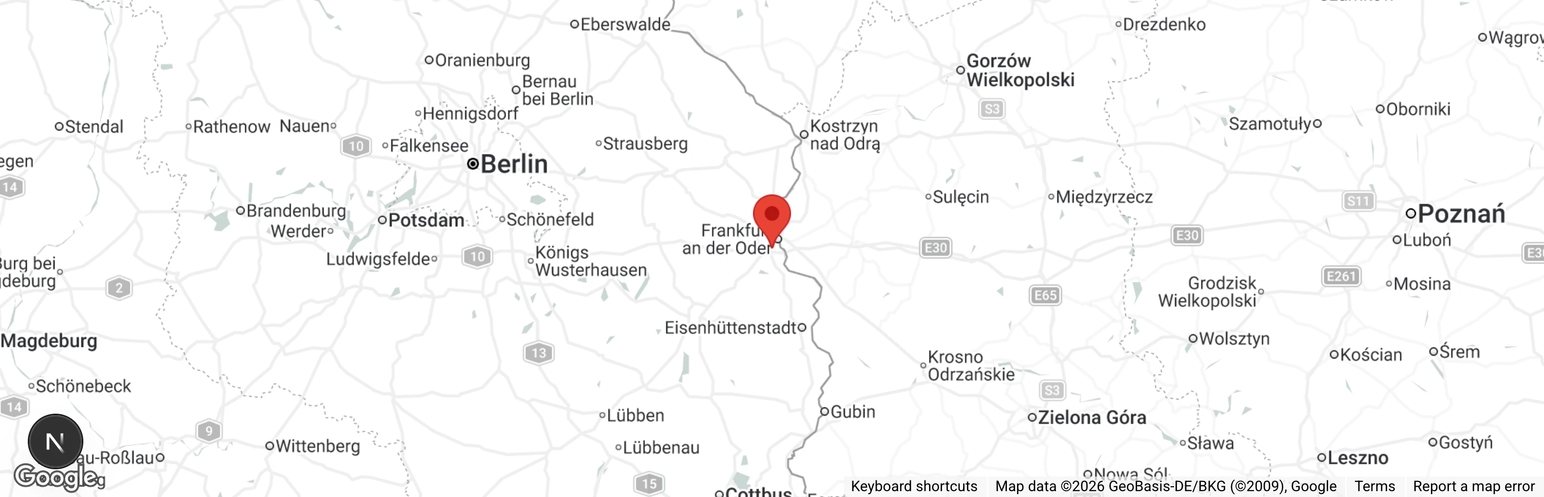 Map showing location of Katzenhaus des TSV Frankfurt (Oder) e.V.