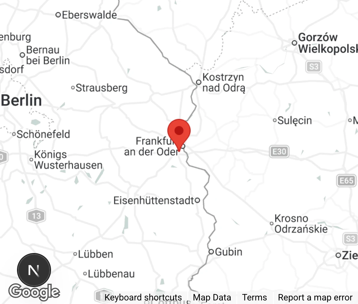 Map showing location of Katzenhaus des TSV Frankfurt (Oder) e.V.