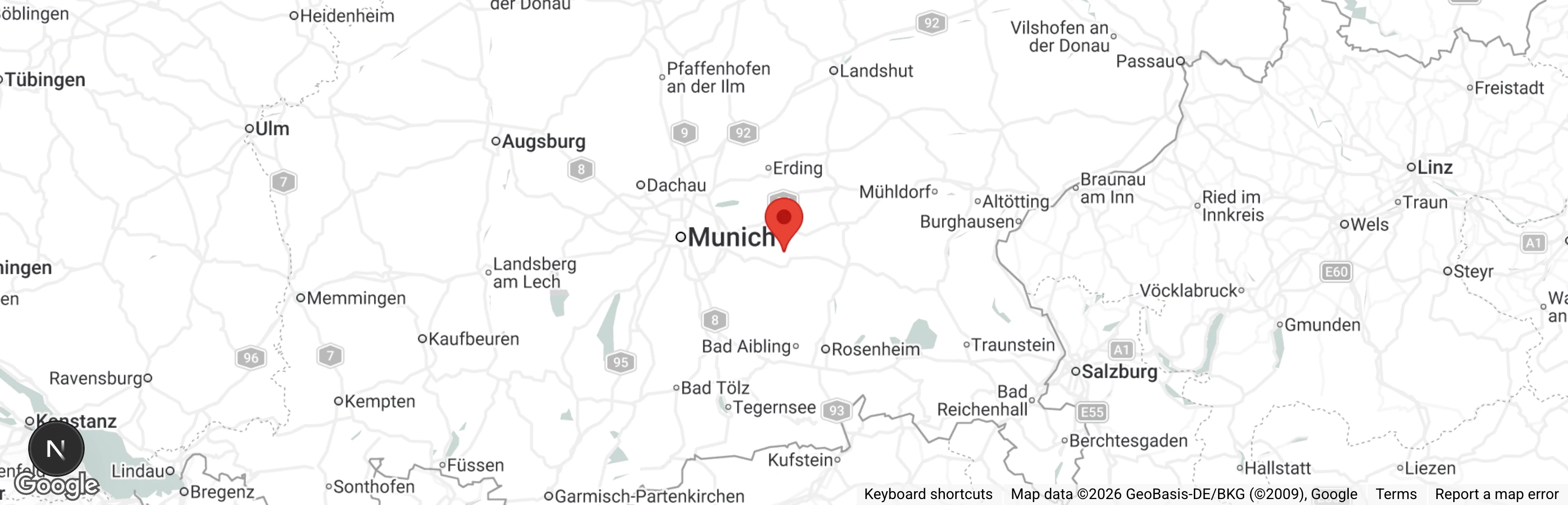 Map showing location of Fundtierauffangstation Ebersberg