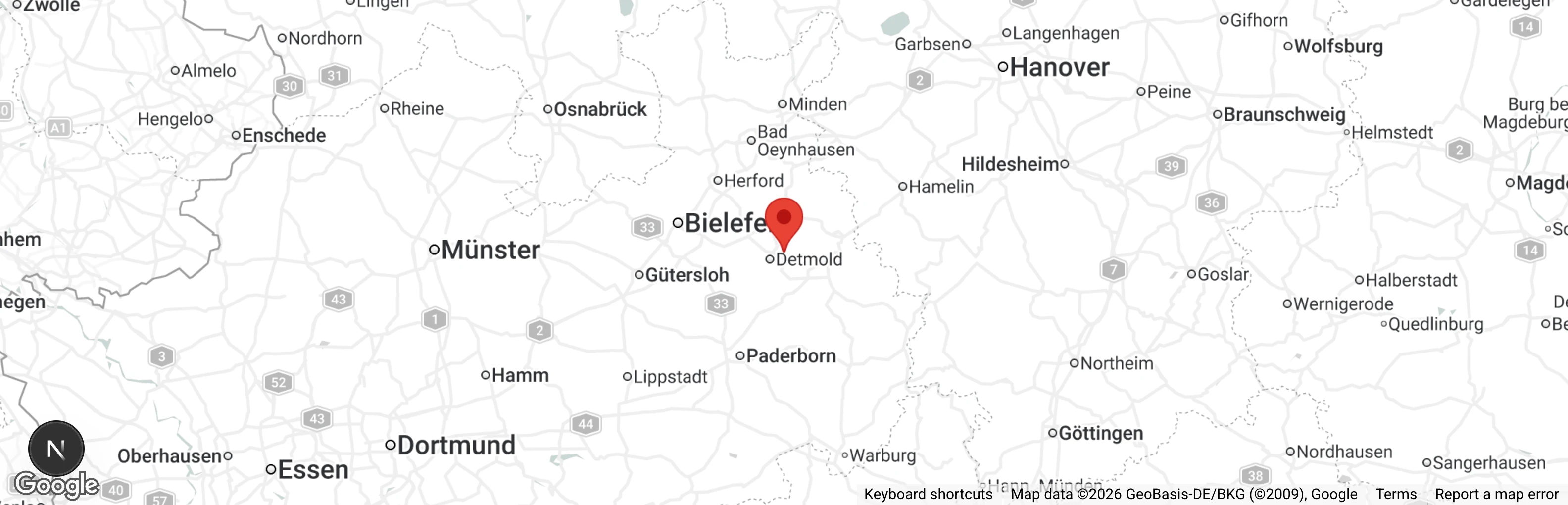 Map showing location of Lippisches Tierheim Detmold