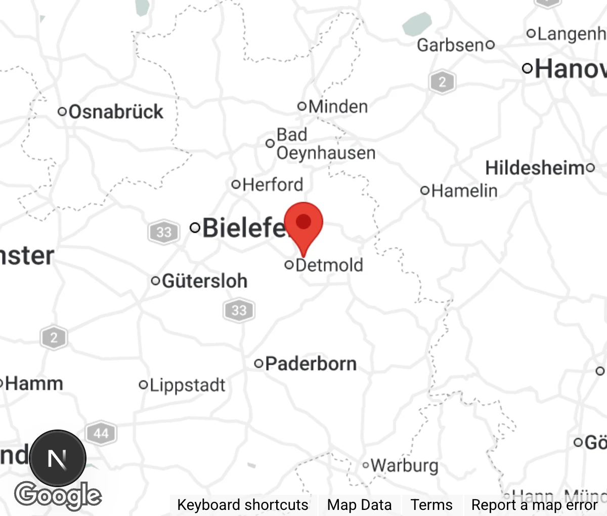 Map showing location of Lippisches Tierheim Detmold