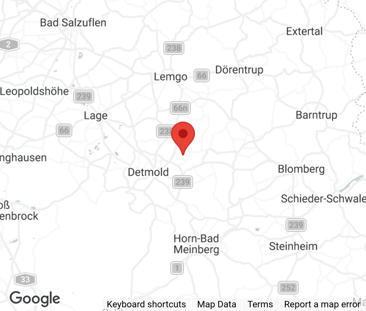 Map showing location of Lippisches Tierheim Detmold