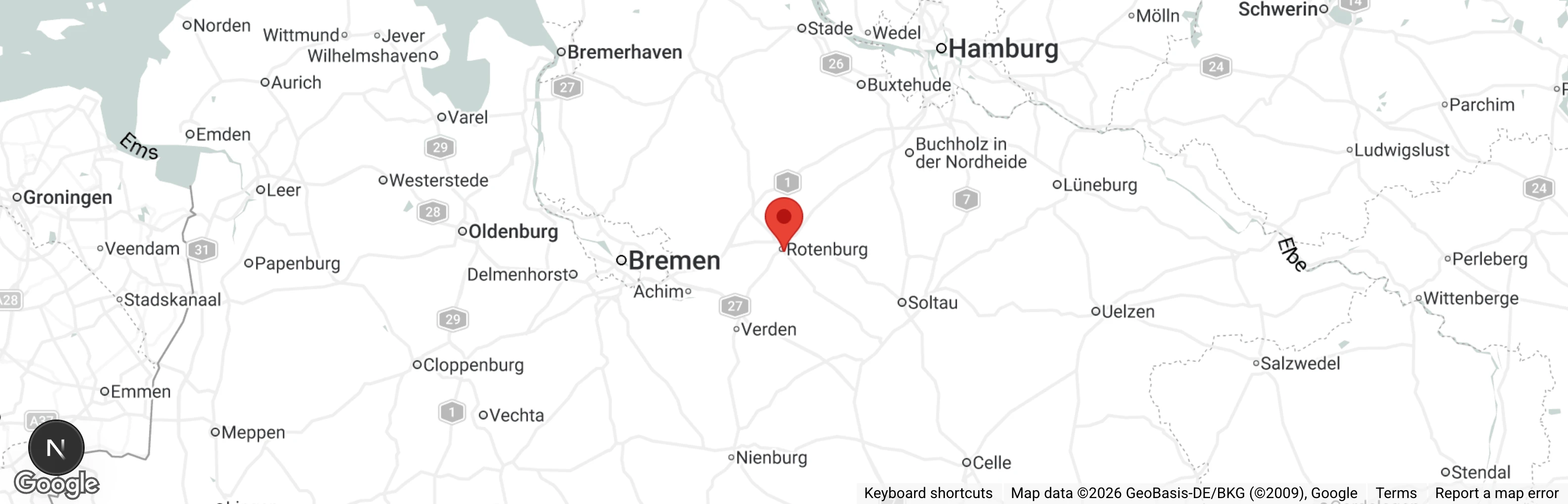 Map showing location of Tierhilfe e.V. Rotenburg