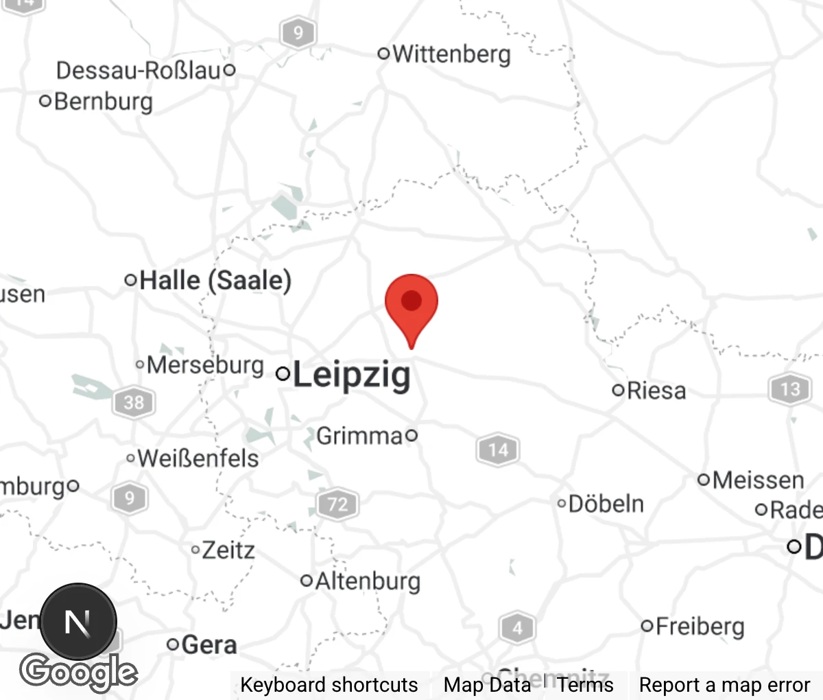 Map showing location of Tierheim Wurzen