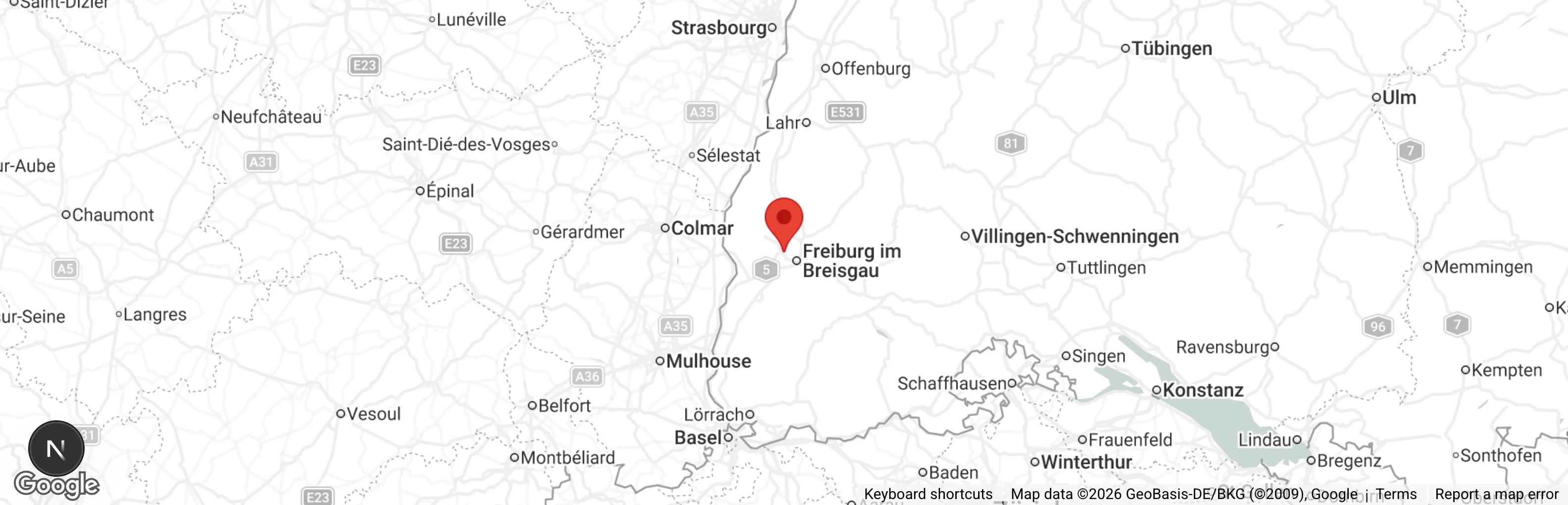 Map showing location of Tierheim Freiburg