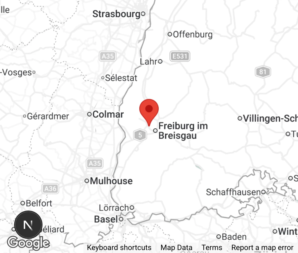 Map showing location of Tierheim Freiburg