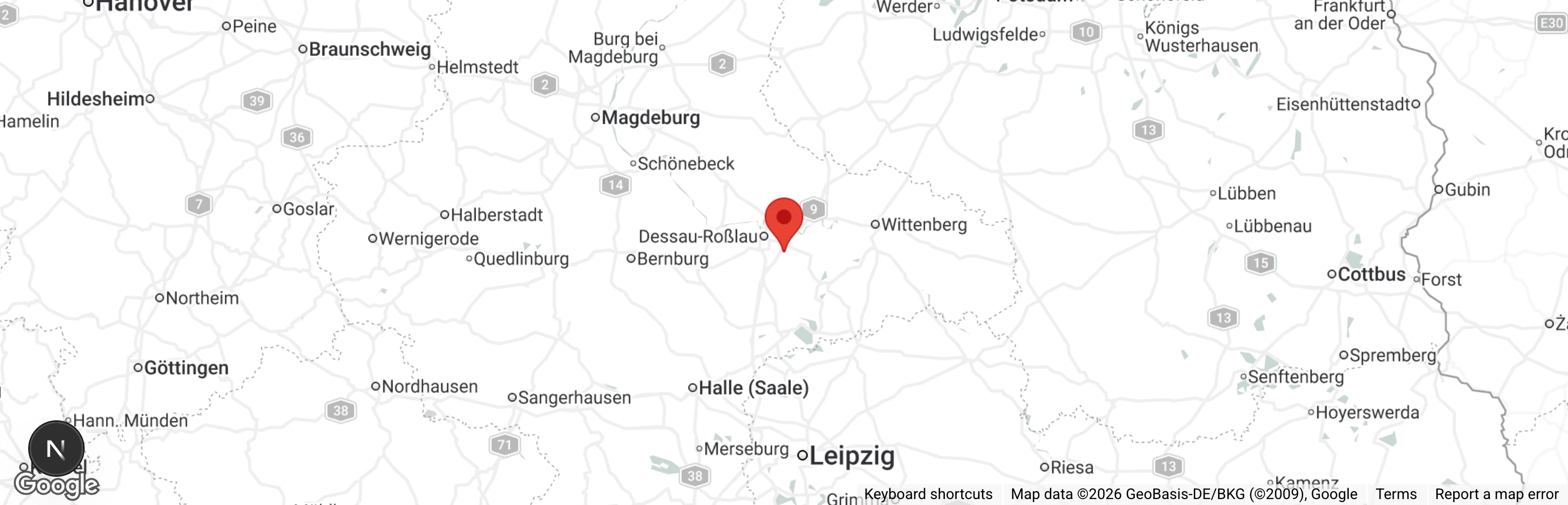 Map showing location of Ein Heim für Tiere Dessau u.U. e.V. Begegnungsstätte Mensch-Tier-Natur