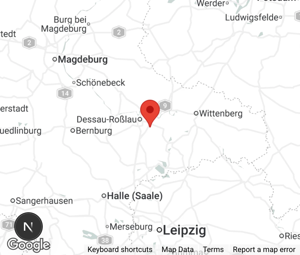 Map showing location of Ein Heim für Tiere Dessau u.U. e.V. Begegnungsstätte Mensch-Tier-Natur