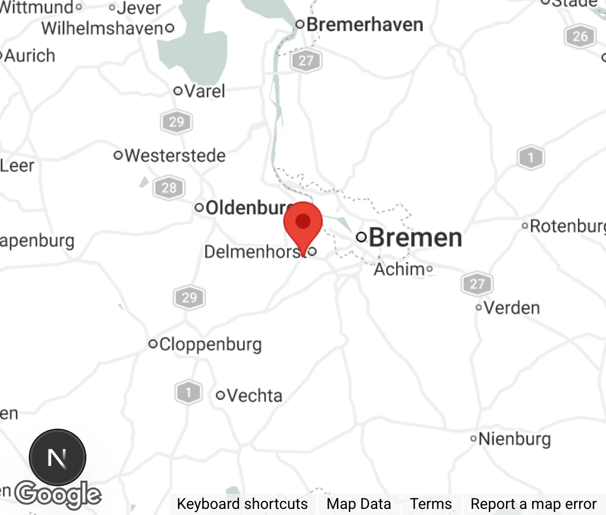 Map showing location of Tierschutzhof Delmenhorst