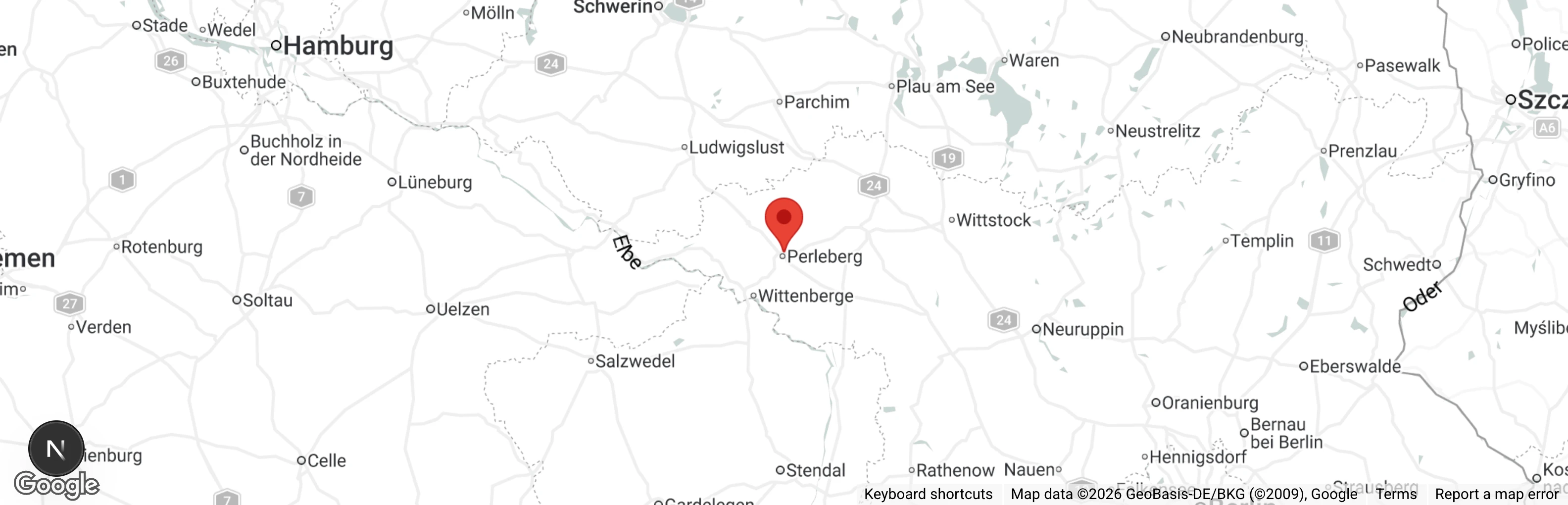 Map showing location of Tierauffangstation Perleberg