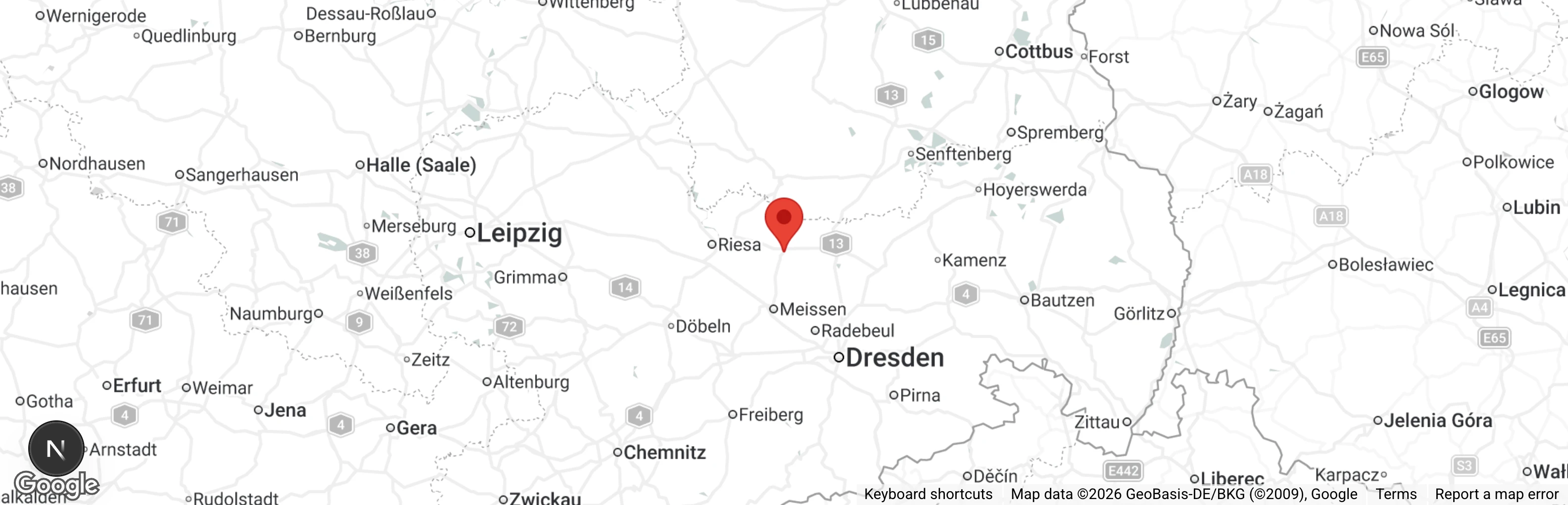 Map showing location of Großenhainer Tierschutzverein e.V.