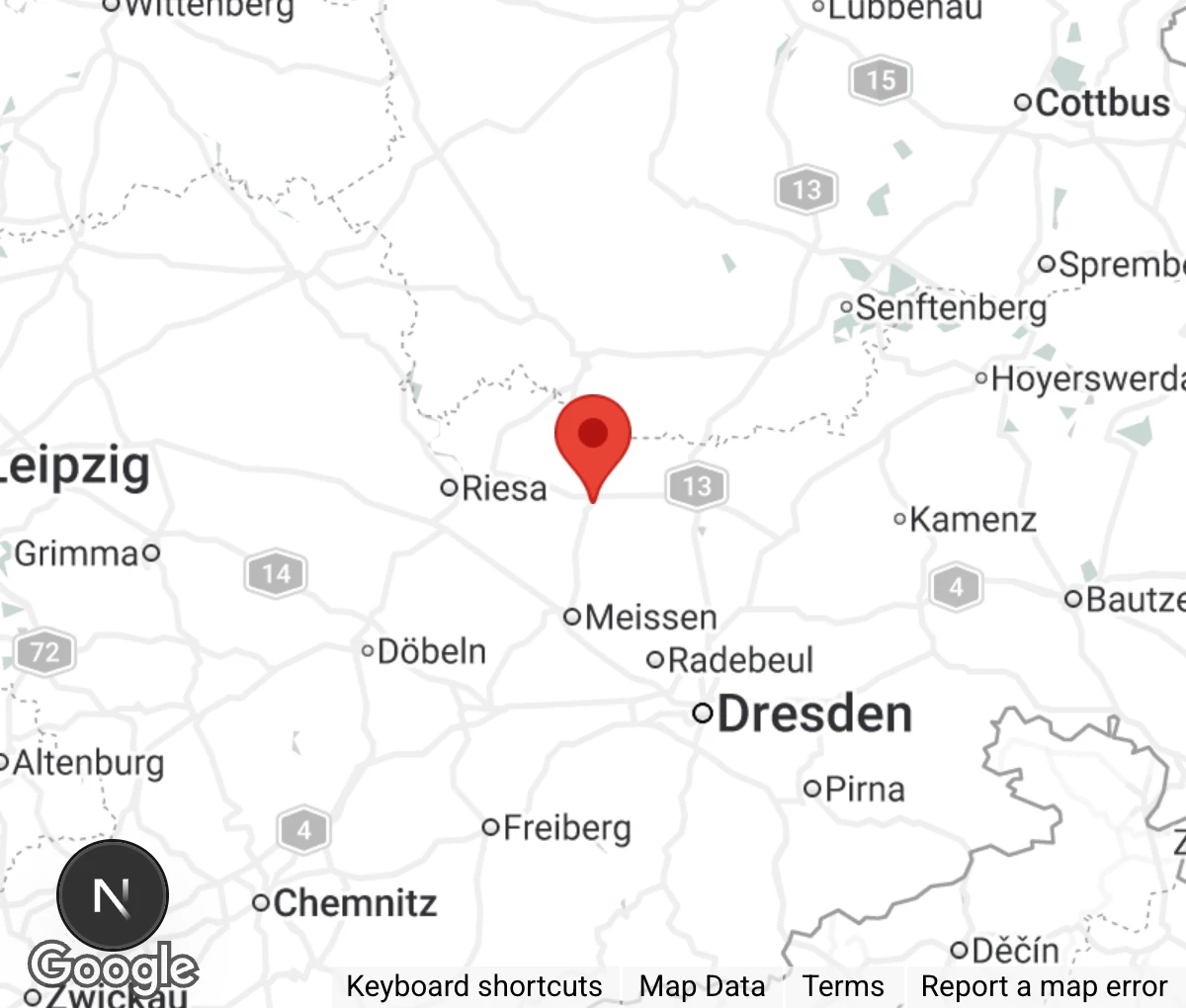 Map showing location of Großenhainer Tierschutzverein e.V.