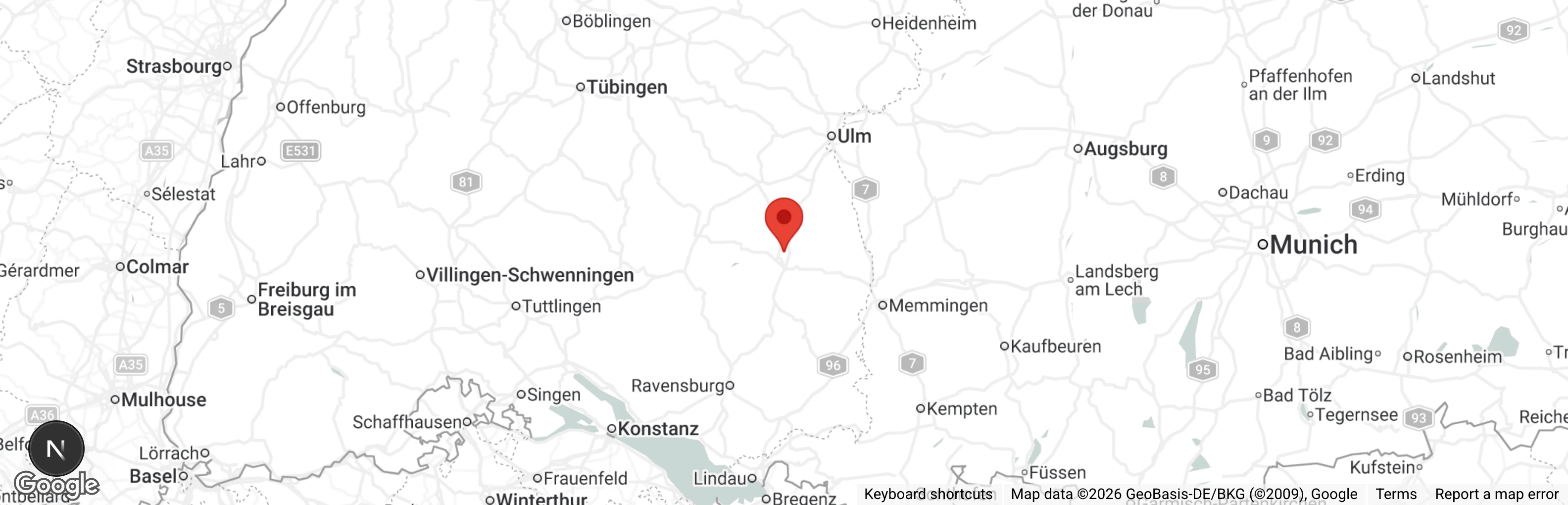 Map showing location of Tierheim Biberach
