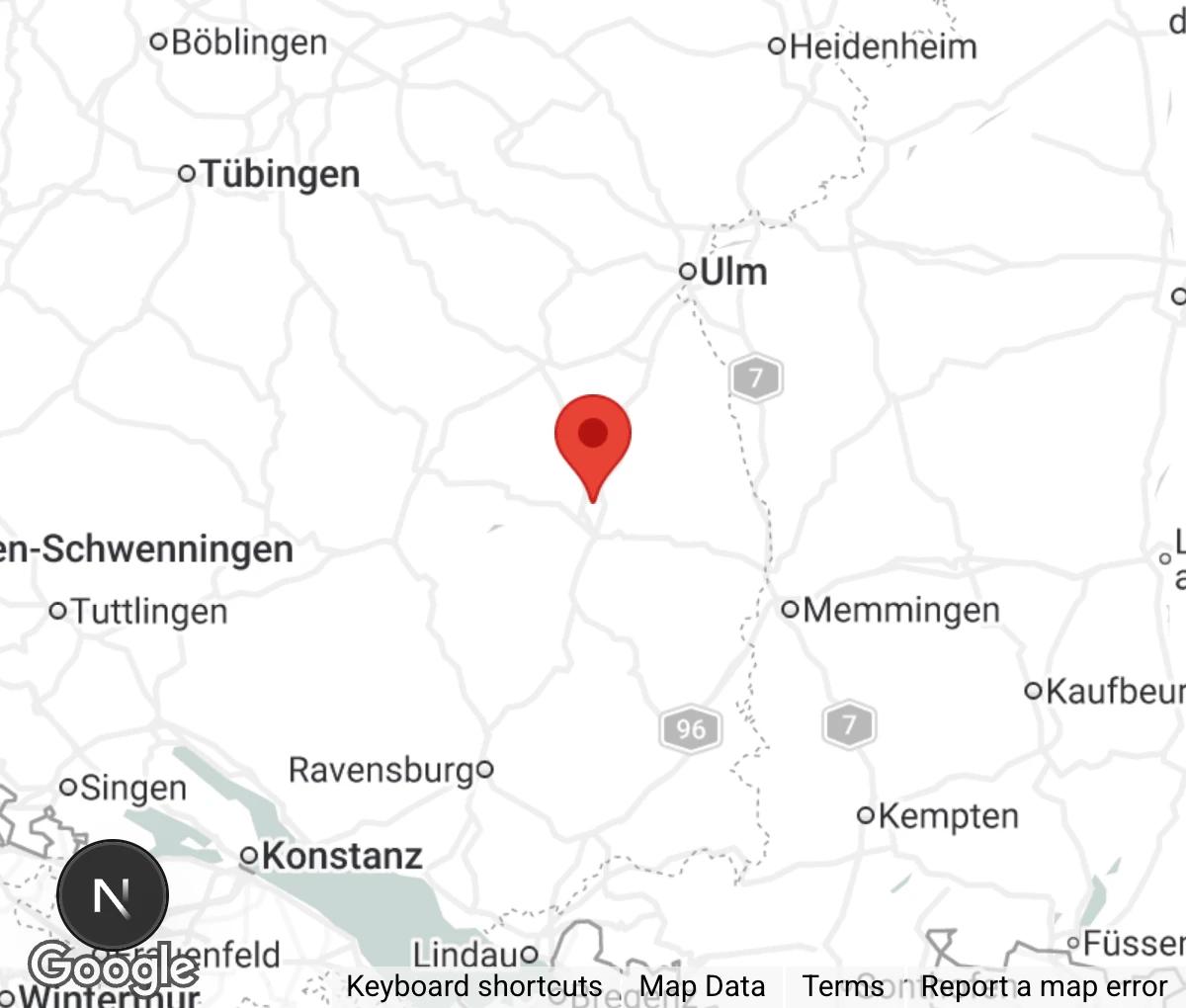 Map showing location of Tierheim Biberach