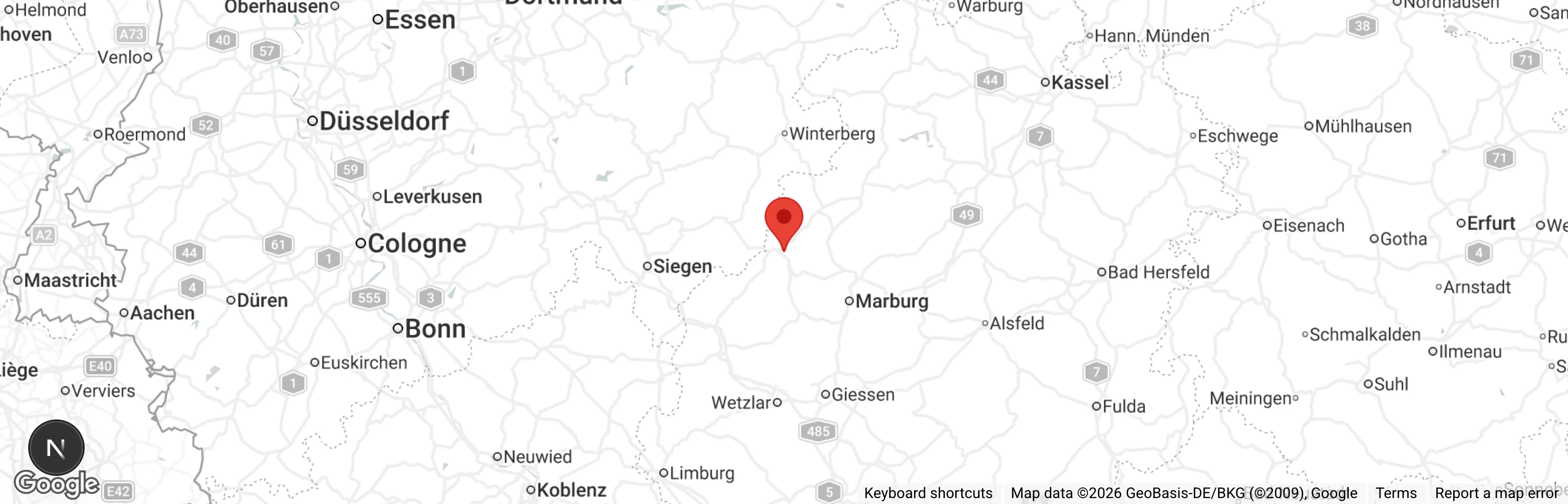 Map showing location of Tierschutzverein Hundehilfe Hinterland 