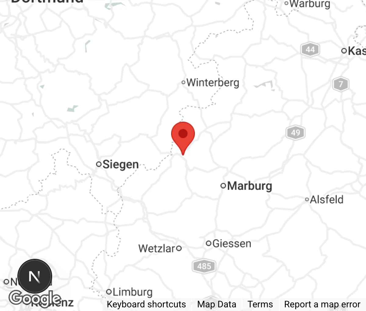 Map showing location of Tierschutzverein Hundehilfe Hinterland 