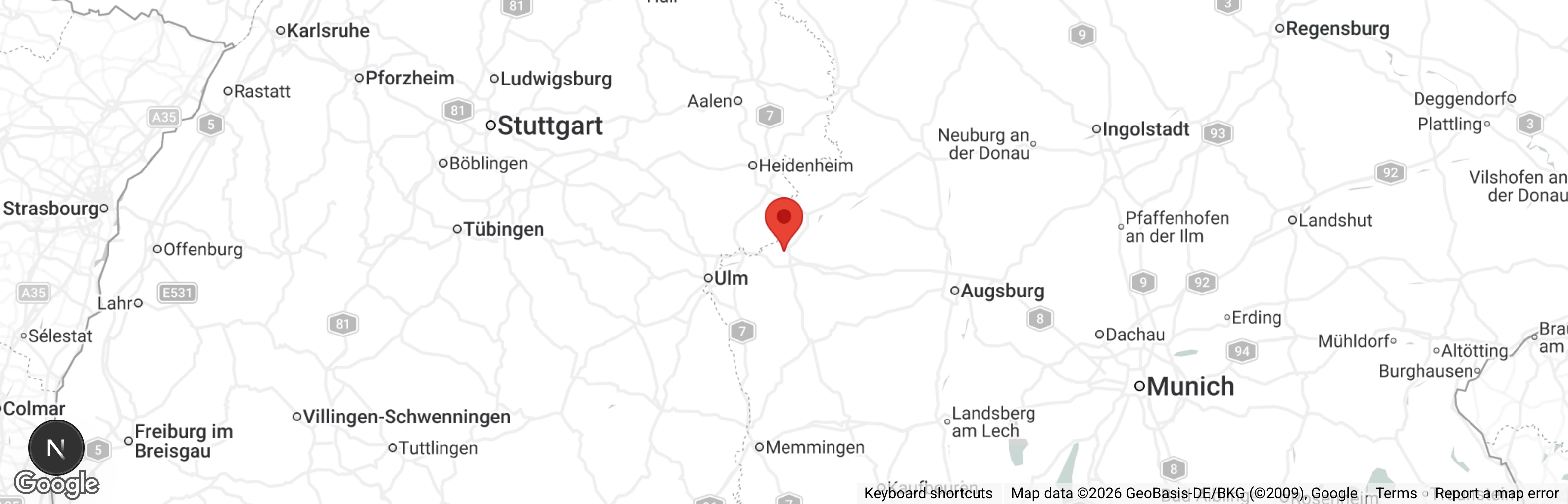 Map showing location of Tierheim 'Arche Noah' /Günzburg