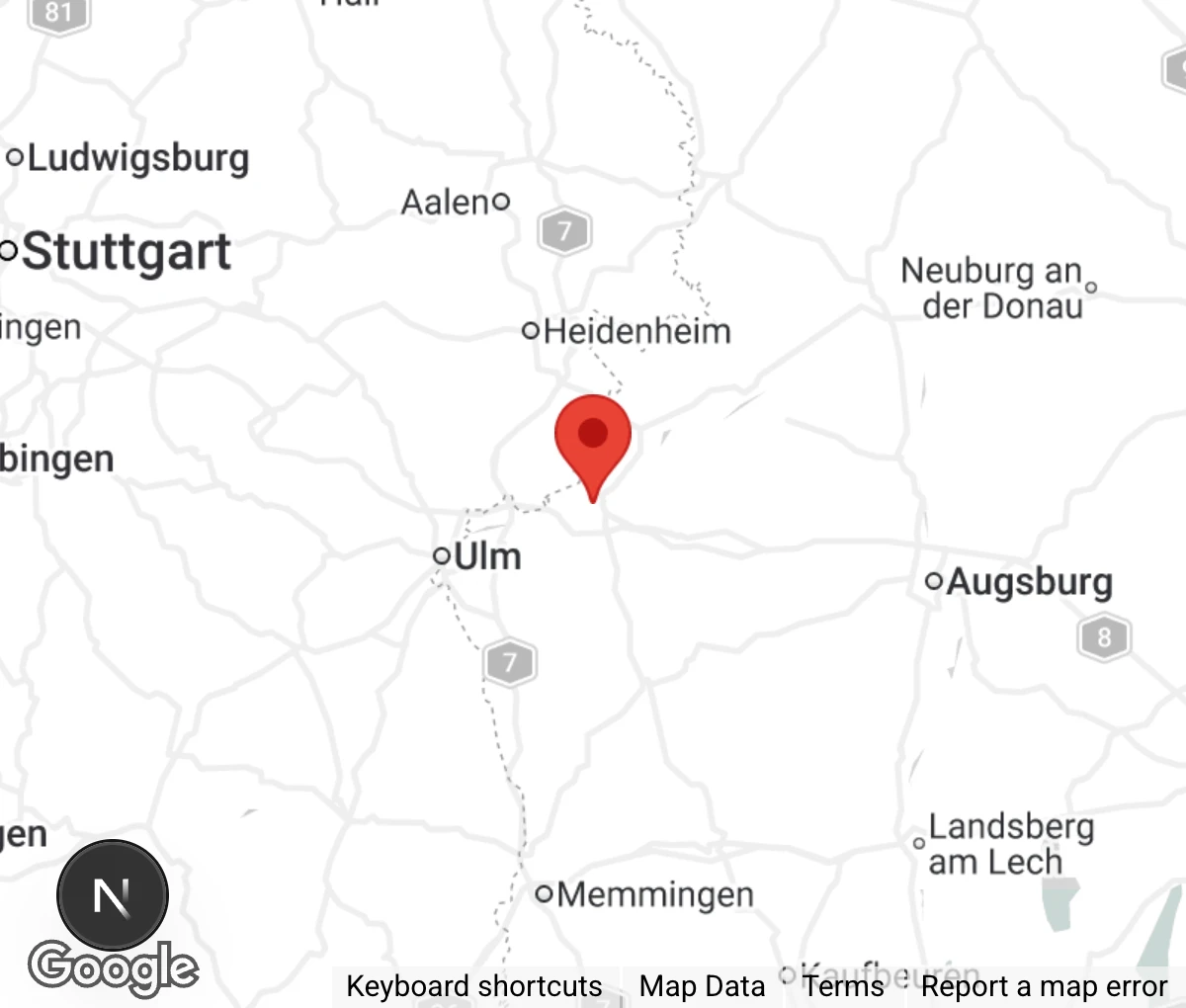 Map showing location of Tierheim 'Arche Noah' /Günzburg