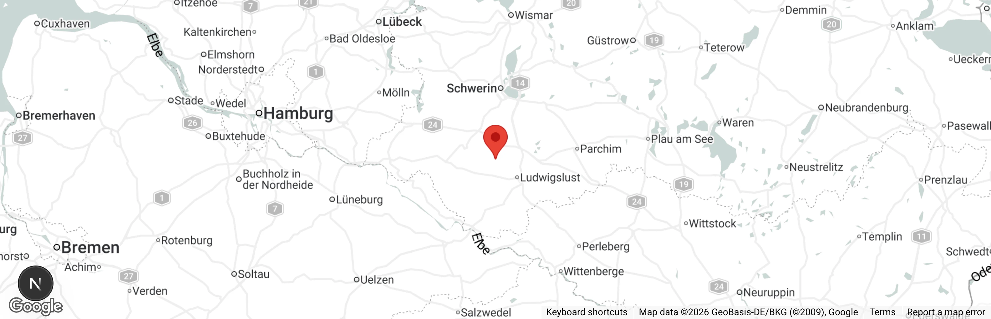 Map showing location of Tierschutzverein Hagenow e.V.