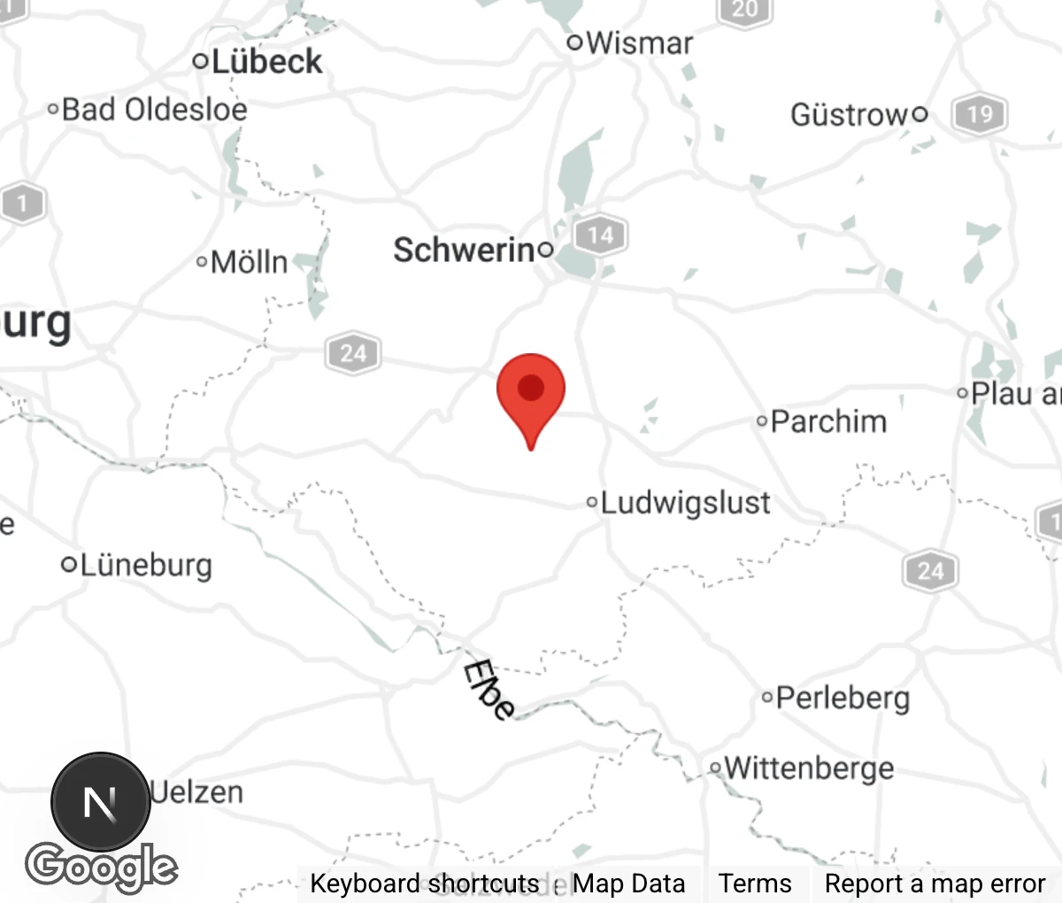 Map showing location of Tierschutzverein Hagenow e.V.