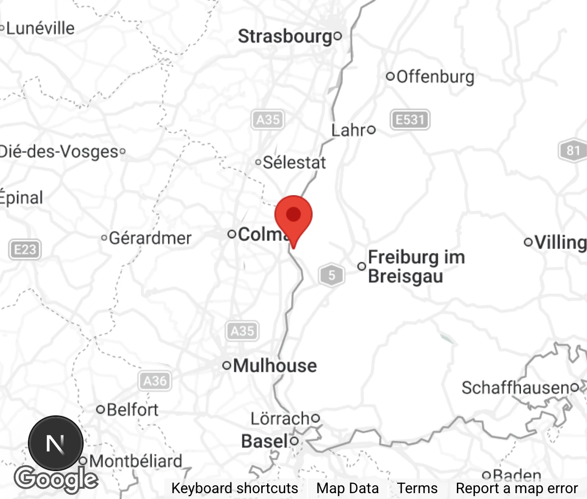 Map showing location of Tiere in Not Breisgau e.V.