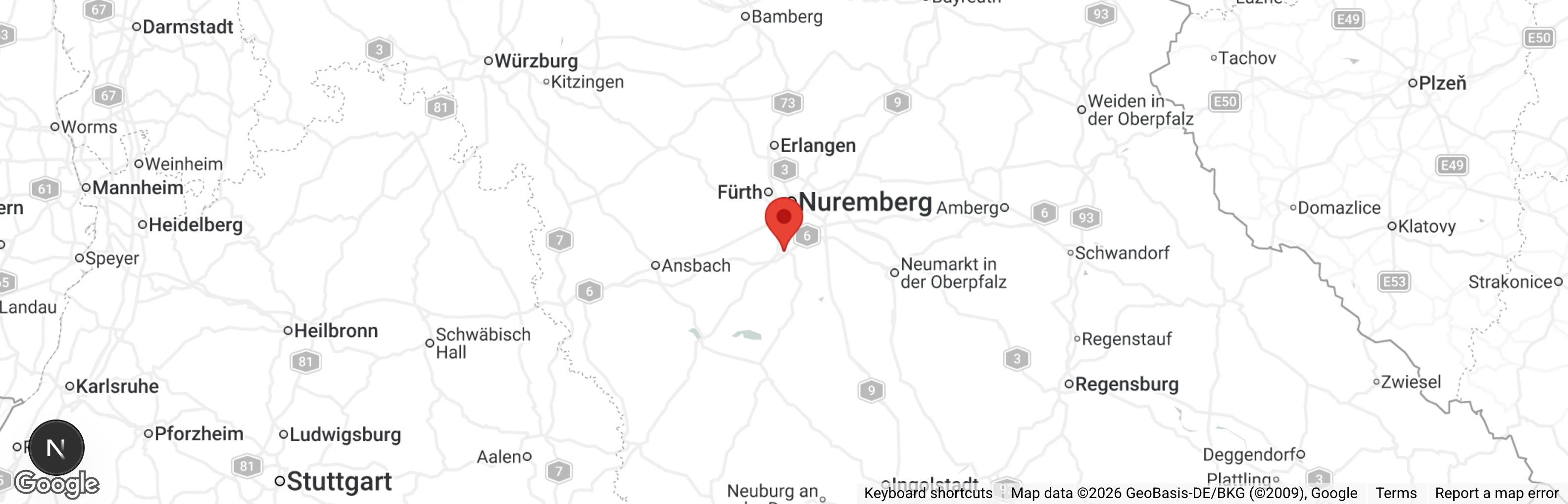 Map showing location of Tierauffangstation Schwabach