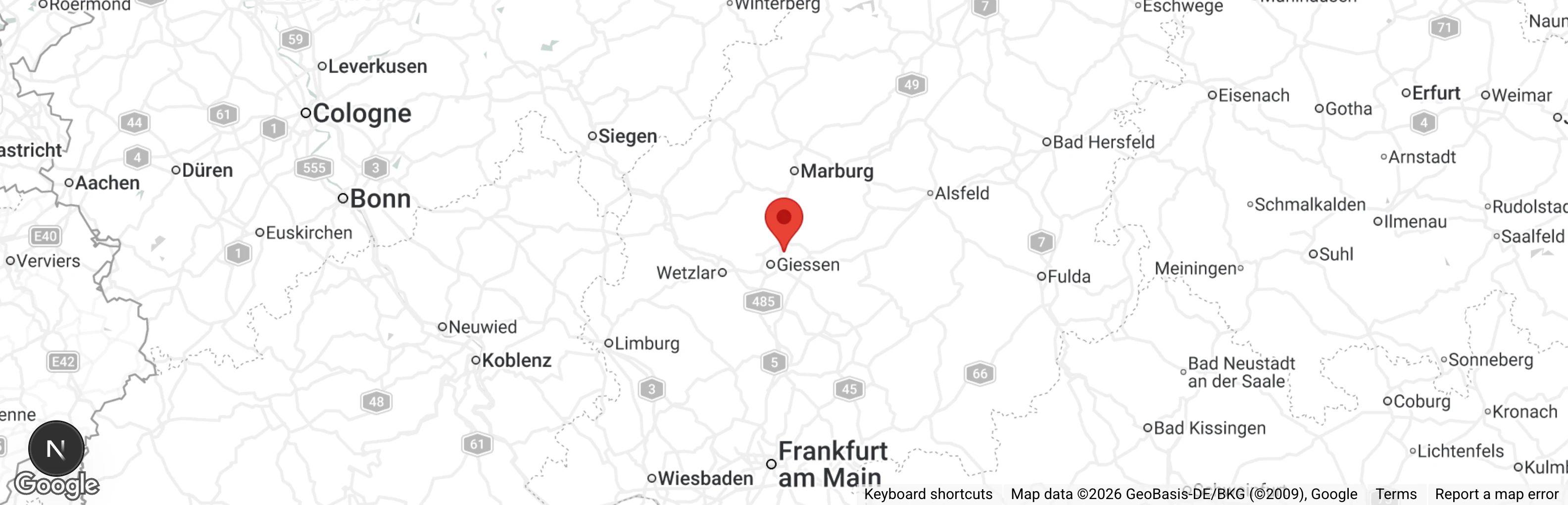 Map showing location of Tierheim Gießen