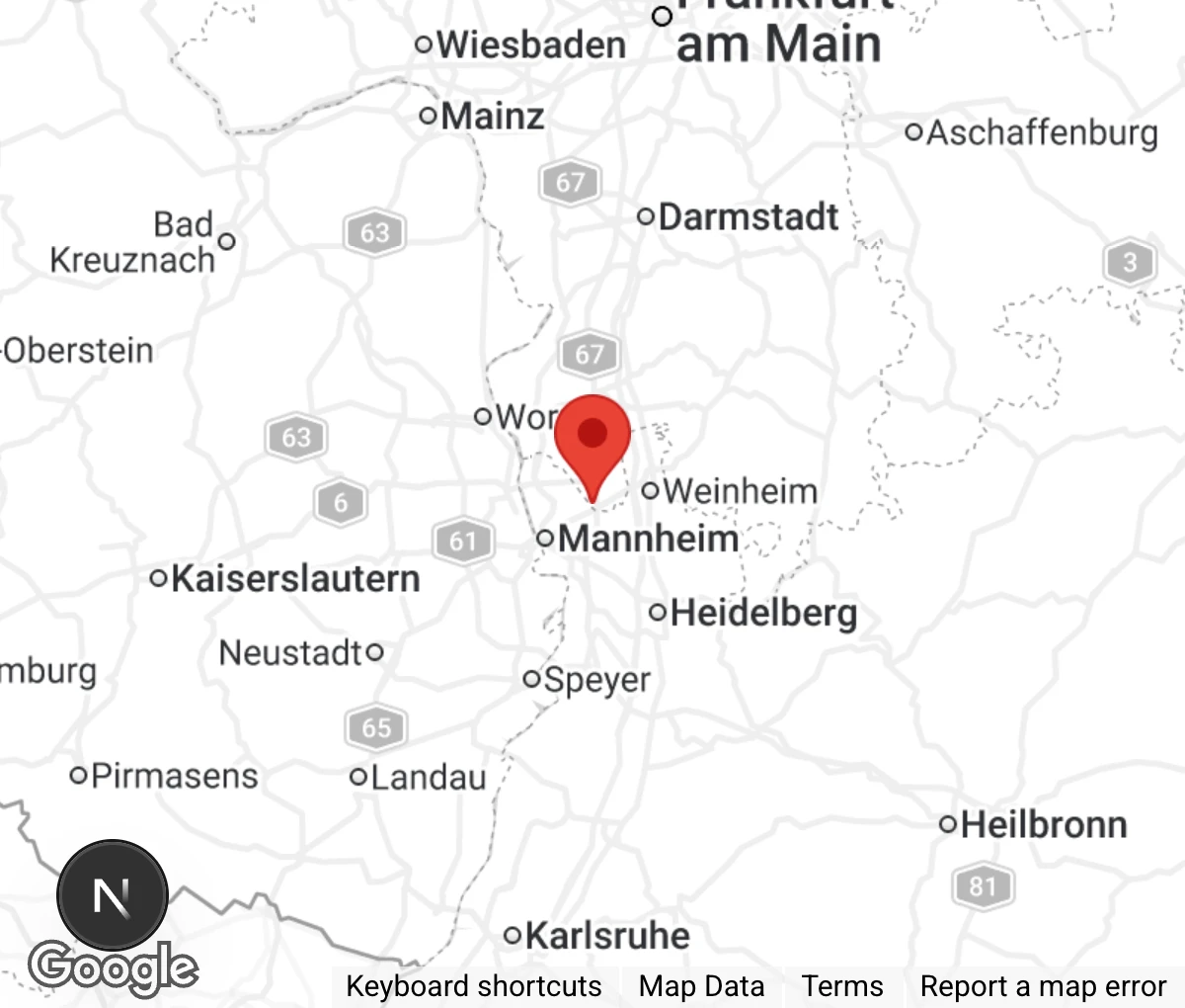 Map showing location of Tierheim Viernheim