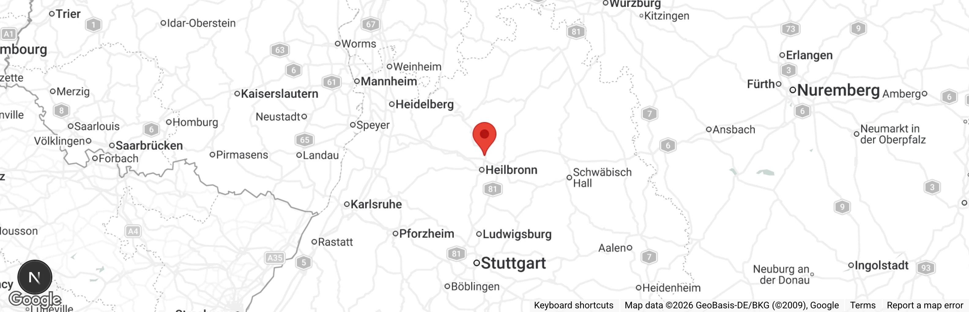 Map showing location of Pfötchenhilfe Neckarsulm e.V.