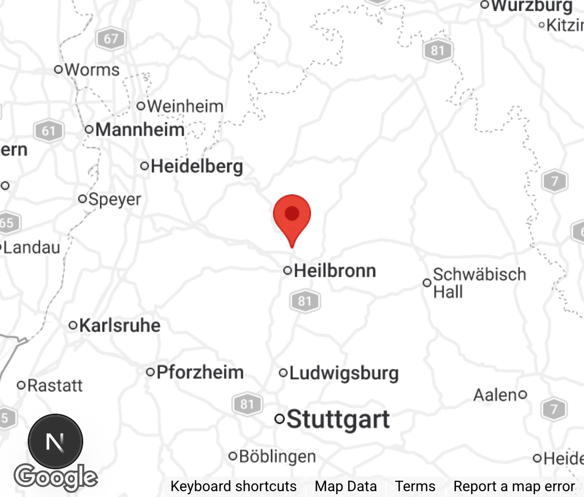 Map showing location of Pfötchenhilfe Neckarsulm e.V.