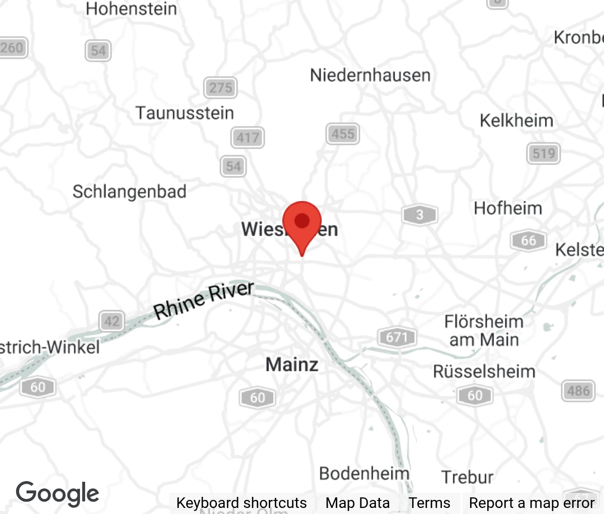 Map showing location of Tierschutzverein Wiesbaden