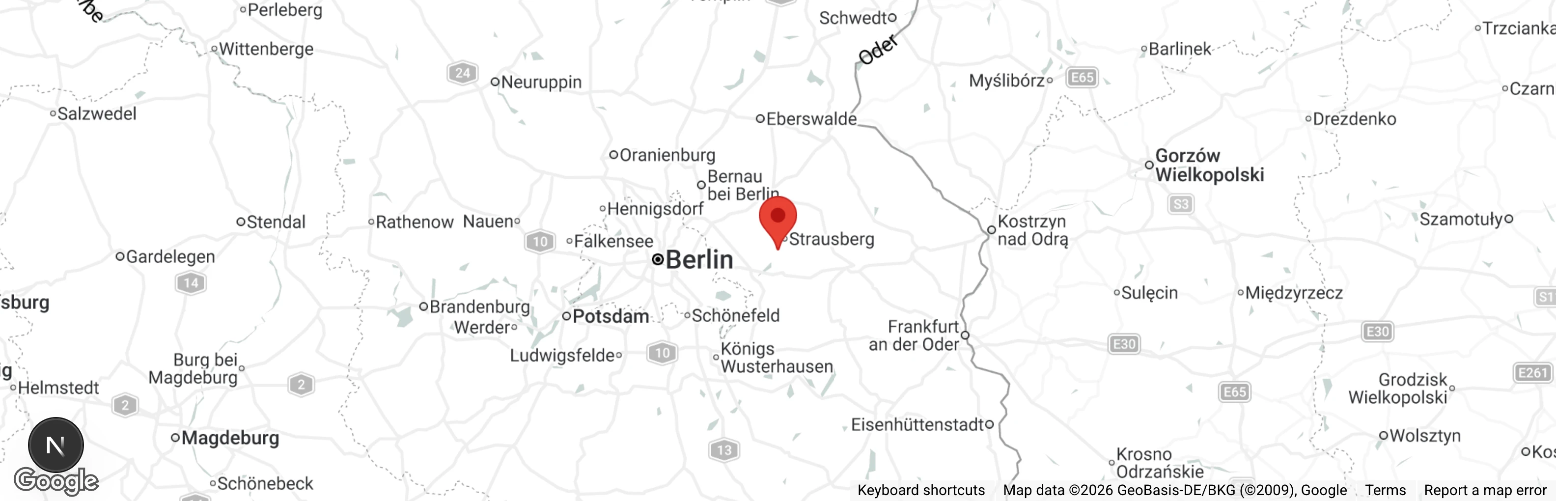Map showing location of Tierschutzverein Strausberg, Rüdersdorf u.U.e.V.