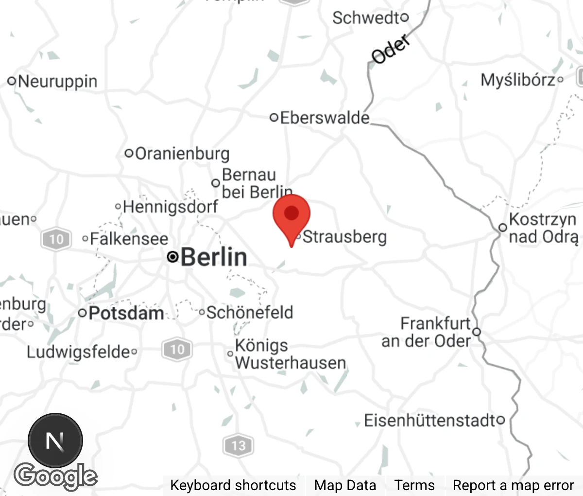 Map showing location of Tierschutzverein Strausberg, Rüdersdorf u.U.e.V.