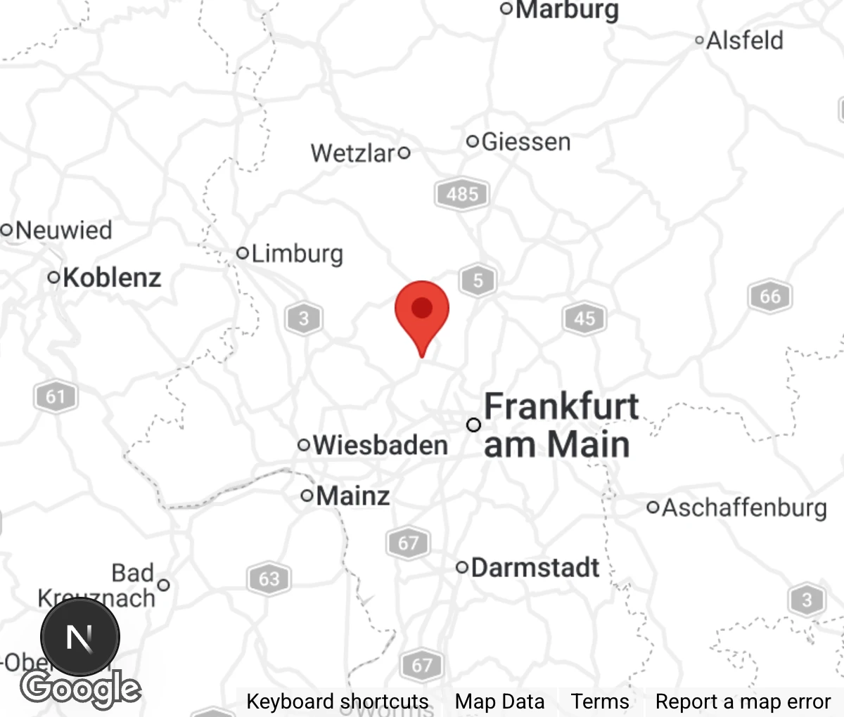 Map showing location of Tierheim Hochtaunus