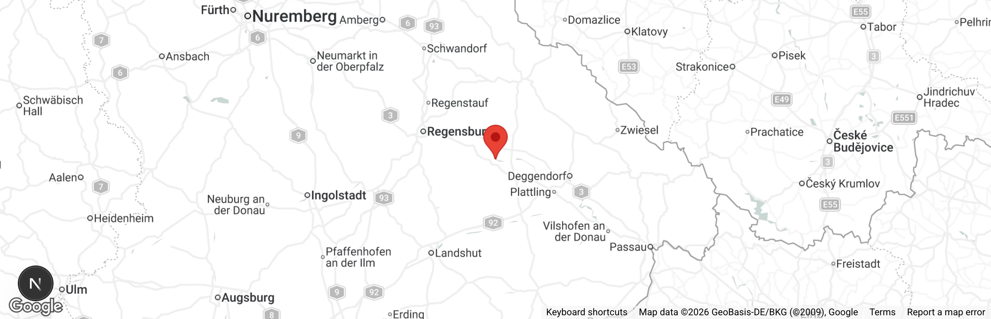 Map showing location of Tierheim Straubing