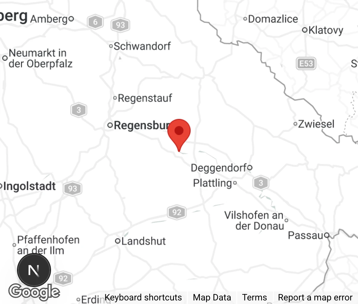 Map showing location of Tierheim Straubing