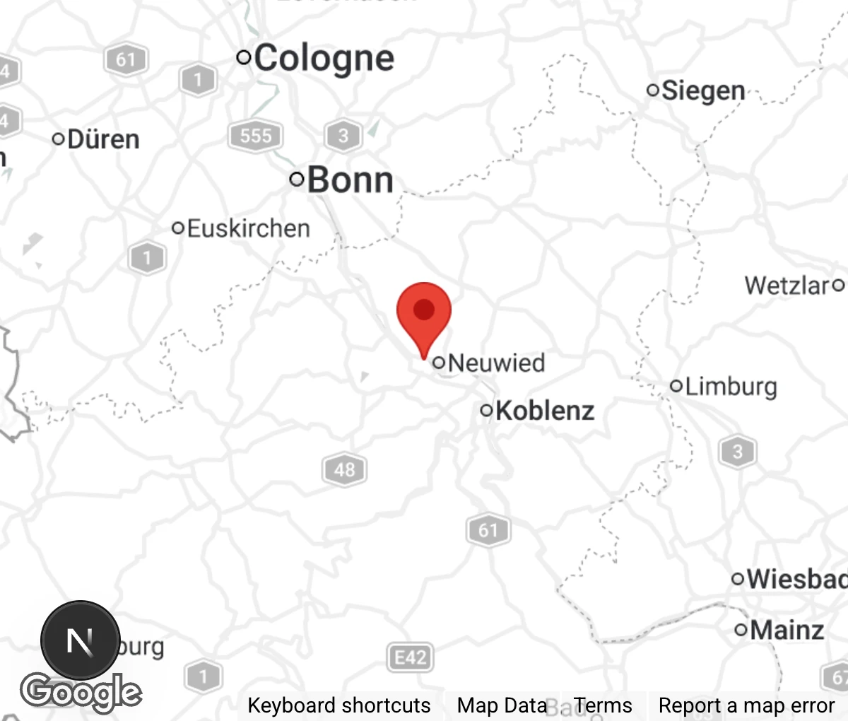 Map showing location of Tierheim Andernach
