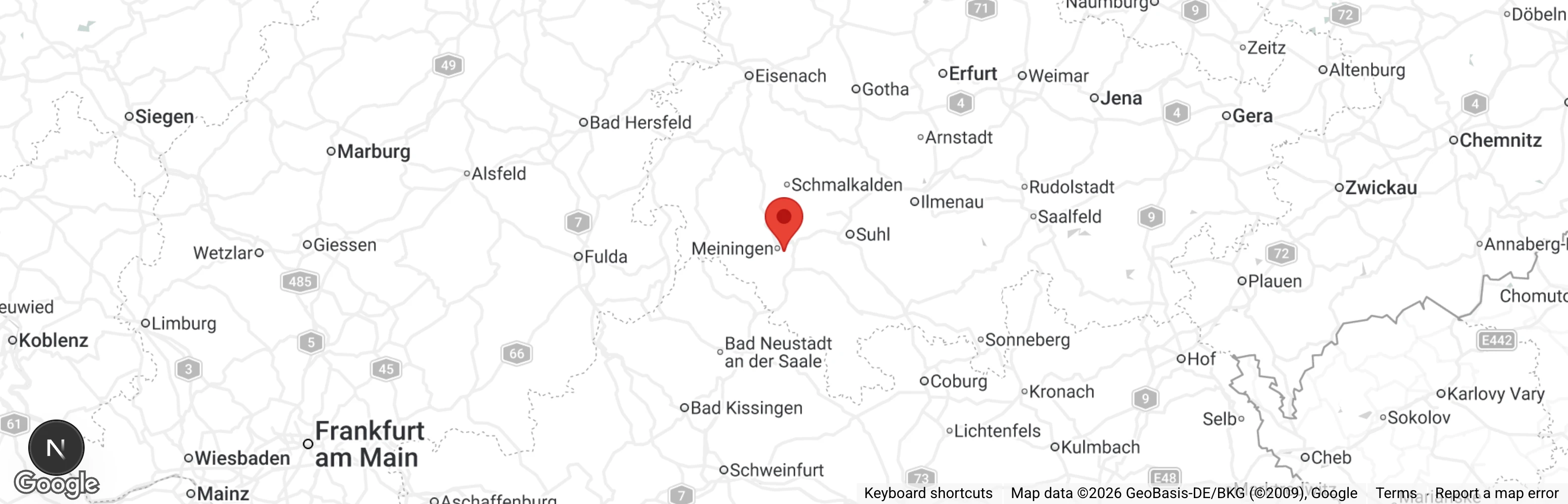 Map showing location of Tierschutzverein Meiningen e. V.