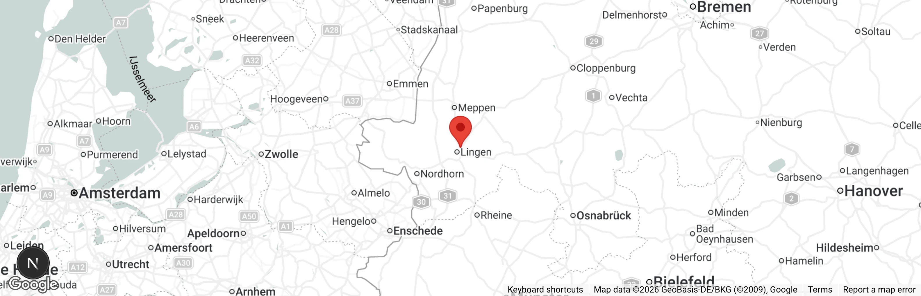 Map showing location of Tierschutzverein Lingen u. U. e.V.