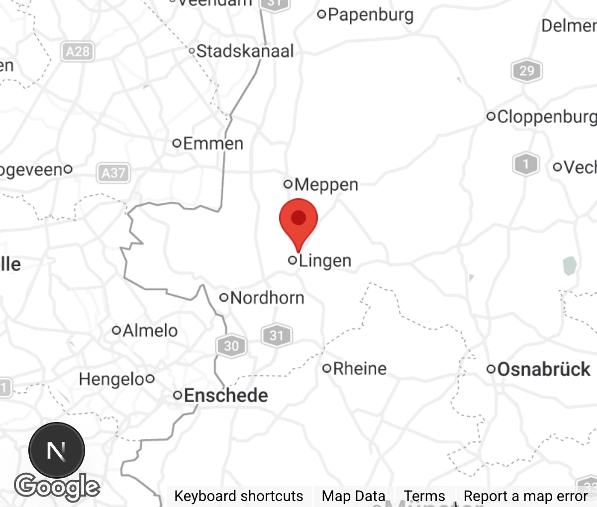 Map showing location of Tierschutzverein Lingen u. U. e.V.