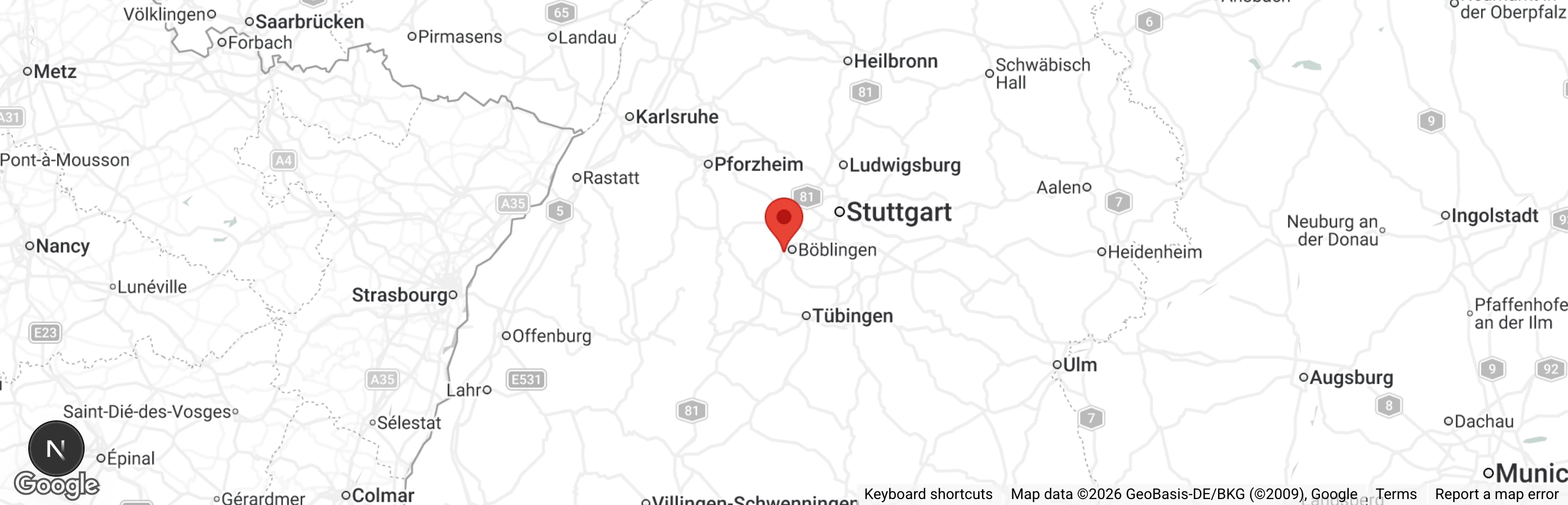 Map showing location of Tierschutzverein Böblingen eV