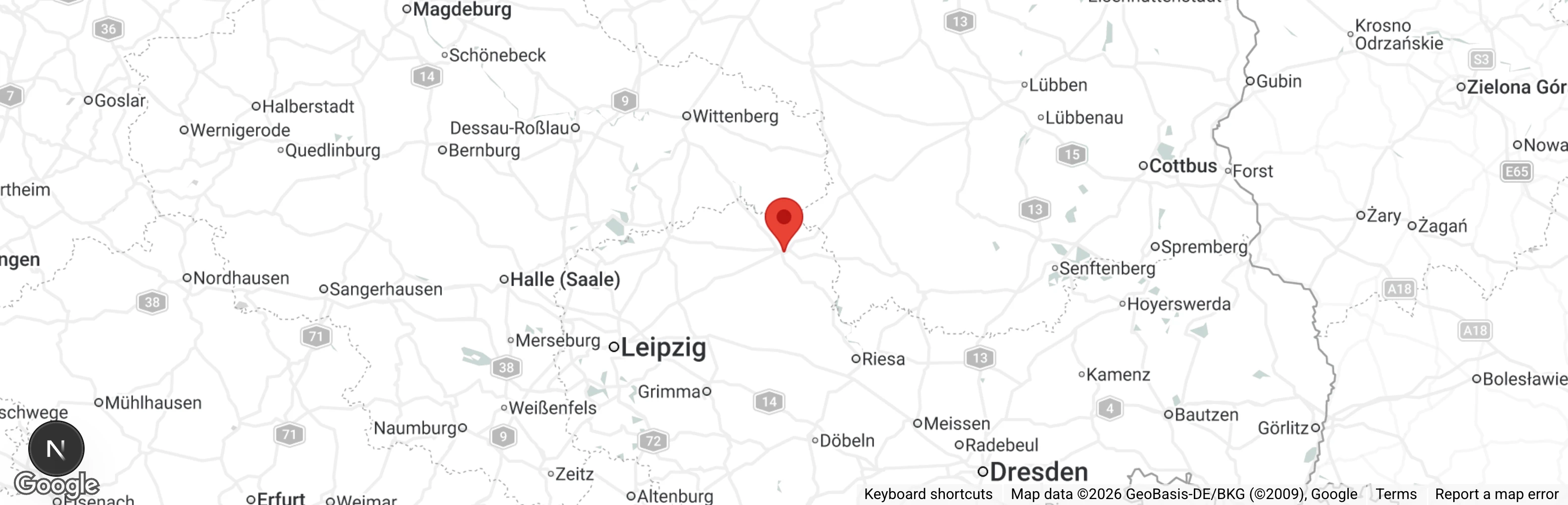 Map showing location of Tierhilfe Torgau e.V.