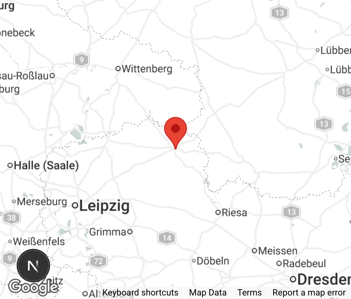 Map showing location of Tierhilfe Torgau e.V.
