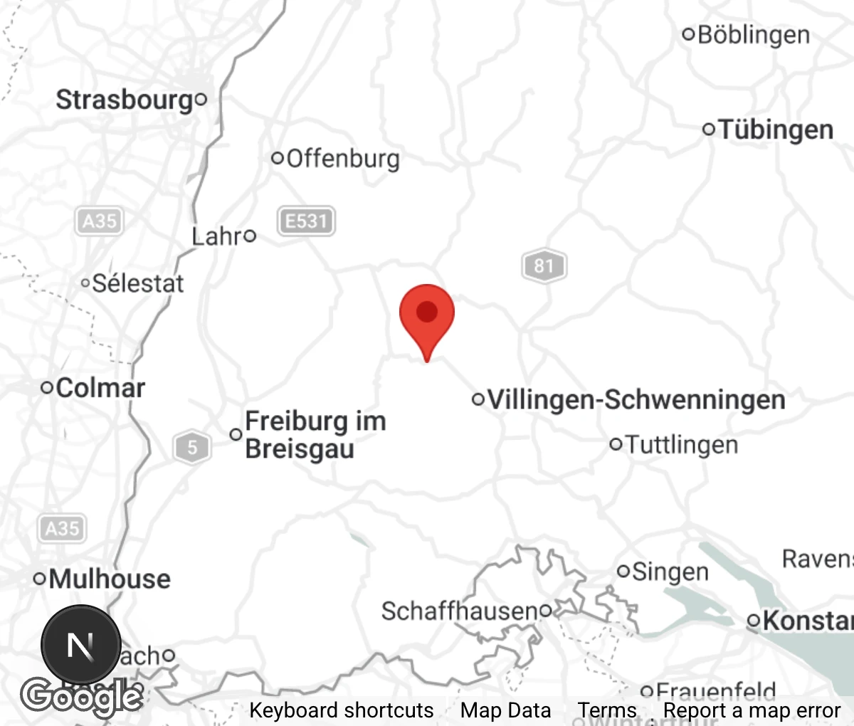 Map showing location of Tierschutzverein St. Georgen u.U. e.V.