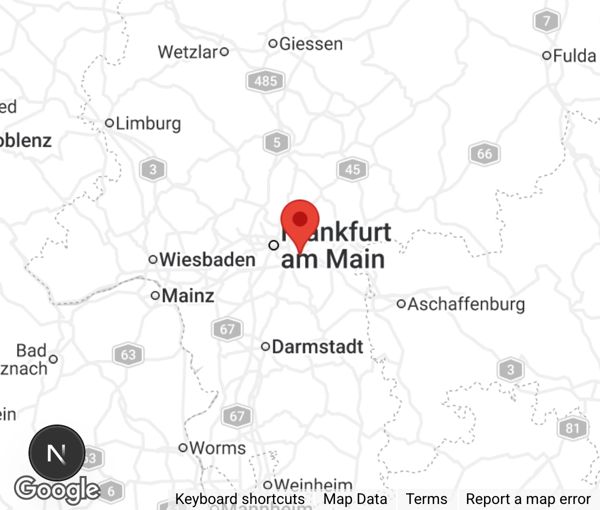 Map showing location of Tierheim Offenbach