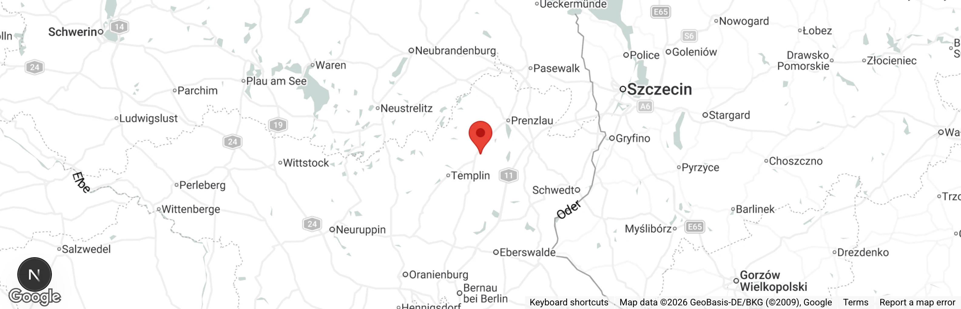 Map showing location of Templiner Tierschutzverein e.V.