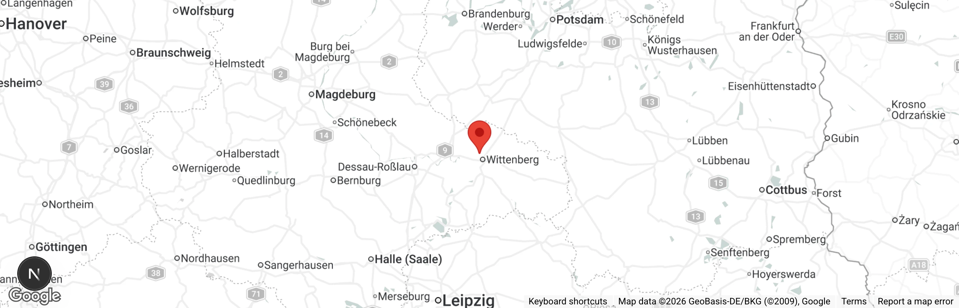 Map showing location of Tierheim Wittenberg e.V.
